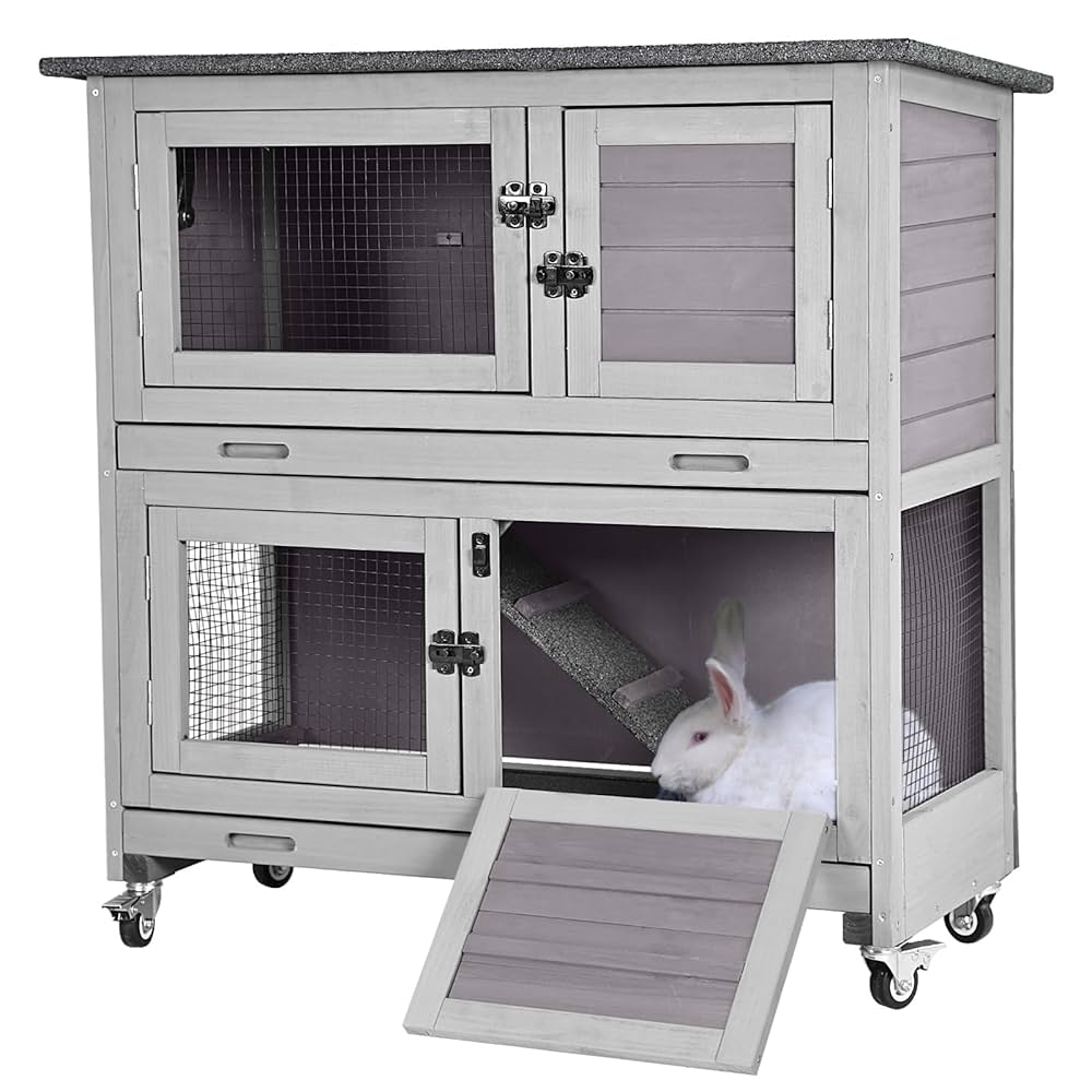 Amazon.com : Rabbit Hutch Outdoor Indoor Bunny Cage 2 with